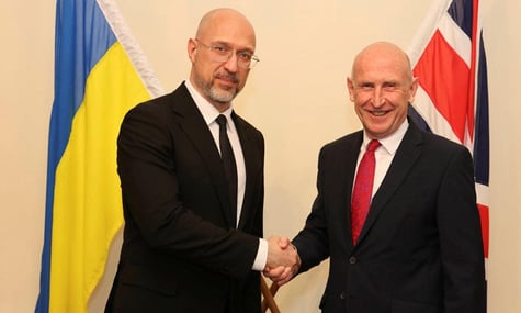 Defense Ministers of Ukraine and Britain Denys Shmyhal and John Healey