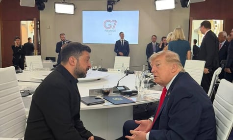 Президент України Володимир Зеленський та президент США Дональд Трамп під час зустрічі на полях саміту G7, Франція, 16 червня 2026 року Президент України Володимир Зеленський та президент США Дональд Трамп під час зустрічі на полях саміту G7, Франція, 16 червня 2026 року