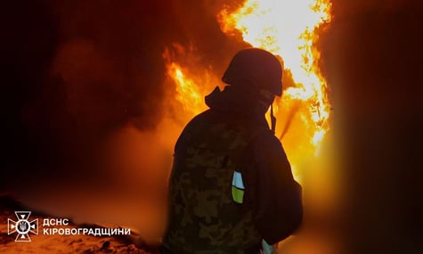 Emergency services extinguish a fire after a Russian attack, October 24, 2025 Emergency services extinguish a fire after a Russian attack, October 24, 2025