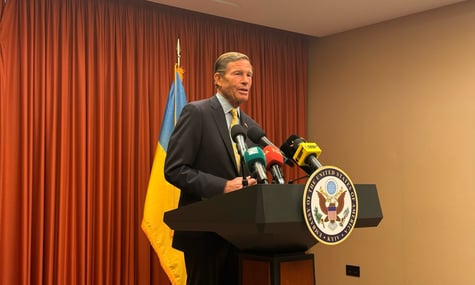 US Senator Richard Blumenthal during a press conference in Kyiv