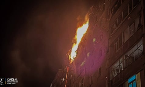 Наслідки удару по багатоповерхівці у Сумах Наслідки удару по багатоповерхівці у Сумах