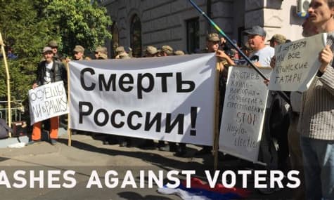 Clashes Against Voters At Russia's Embassy in Ukraine