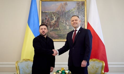 Зустріч Володимира Зеленського із Каролем Навроцьким у грудні 2025 року