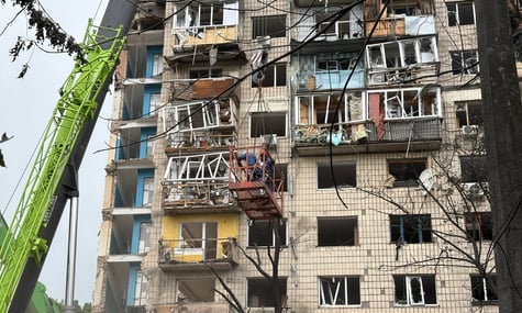 Report from ruined apartment building in Kyiv's Solomyanskyi district