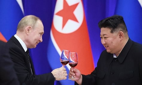глава росії володимир путін та лідер Північної Кореї Кім Чен Ин
