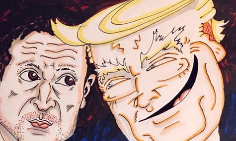 Актер Джим Керри нарисовал карикатуру про Трампа и Зеленского