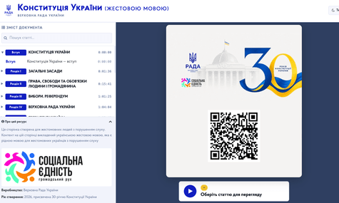 До 30-річчя Конституції України її вперше повністю переклали жестовою мовою