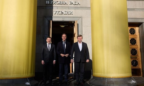 First Deputy Speaker of the Verkhovna Rada Oleksandr Korniyenko with NATO Secretary General Mark Rutte