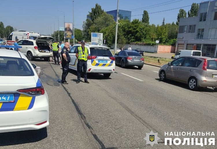 На місці подвійного ДТП на Столичному шосе у Києві 14 липня 2024 року