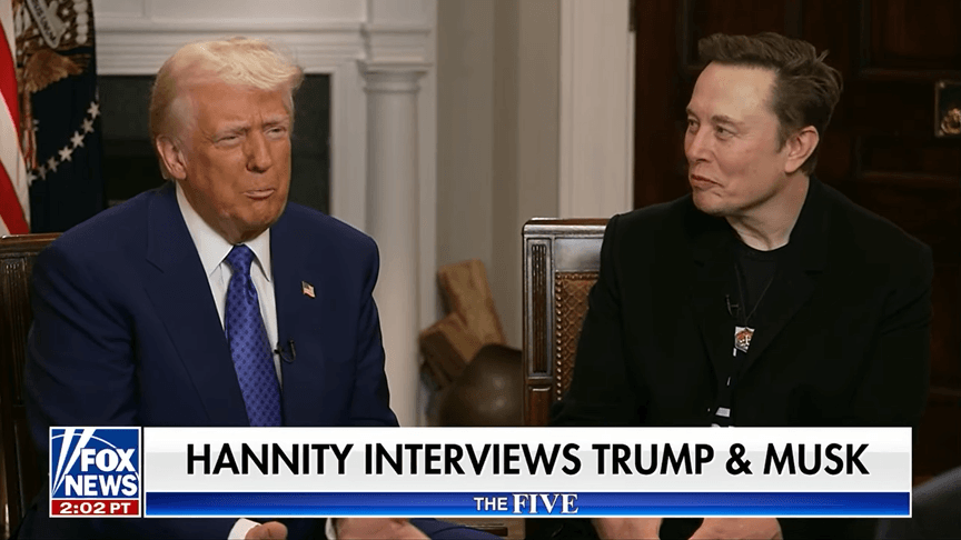 Дональд Трамп та Ілон Маск на інтерв'ю телеканалу Fox News