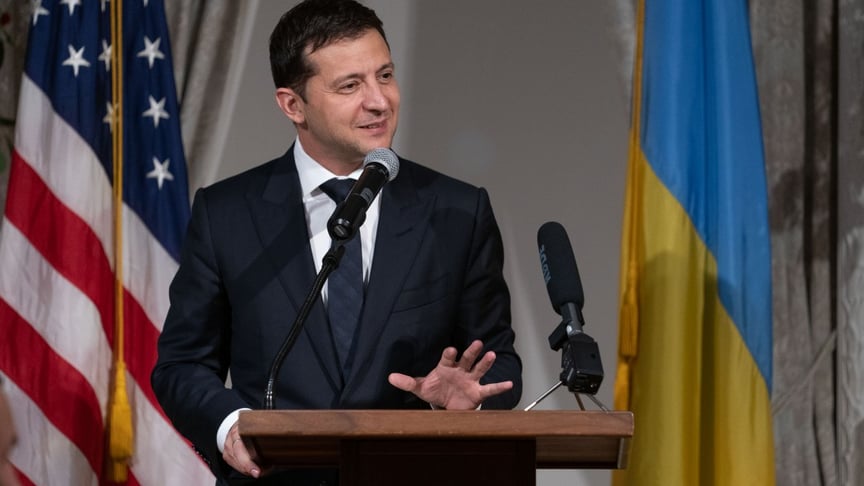 Zelenskyy speaks at the 74th session of the United Nations General Assembly in New York, USA, on September 24, 2019.