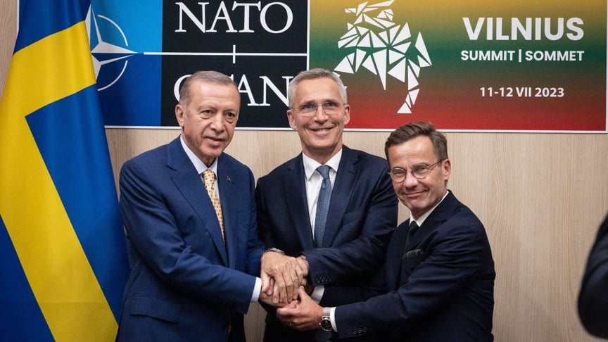 Президент Туреччини, генеральний секретар НАТО та премʼєр-міністр Швеції 10 липня 2023 року