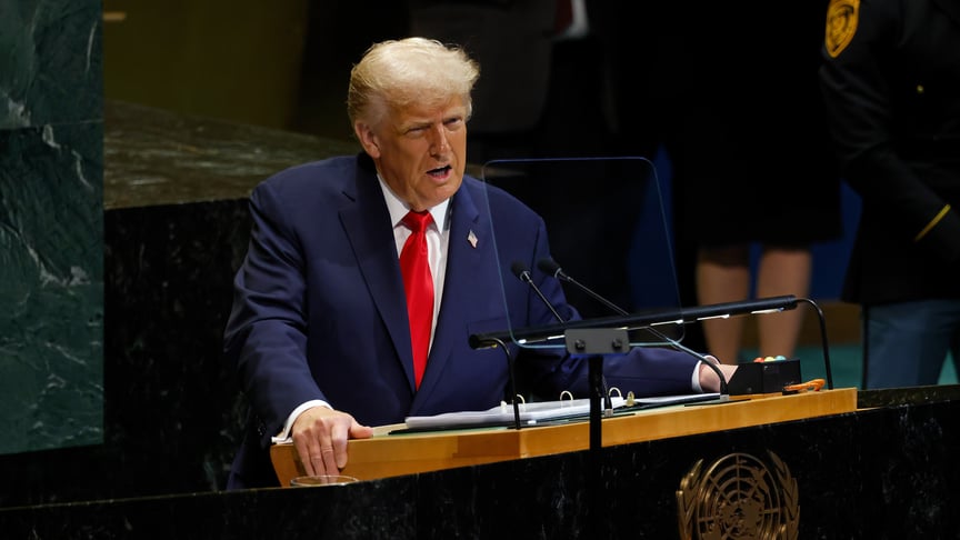 Президент США Дональд Трамп виступає під час 80-ї сесії Генеральної Асамблеї ООН, 23 вересня 2025 року