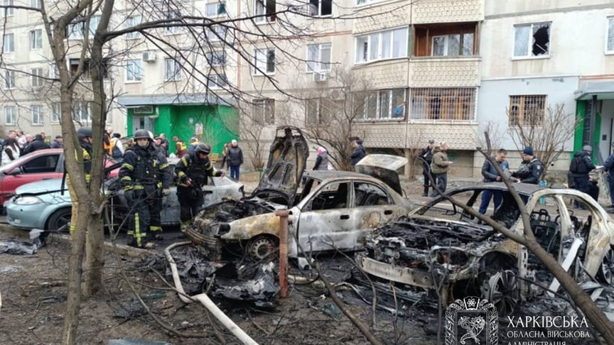 Последствия российских обстрелов в Харькове, 25 марта 2026 года