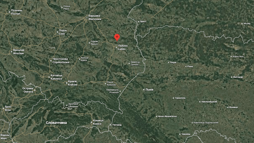 Любартів на карті