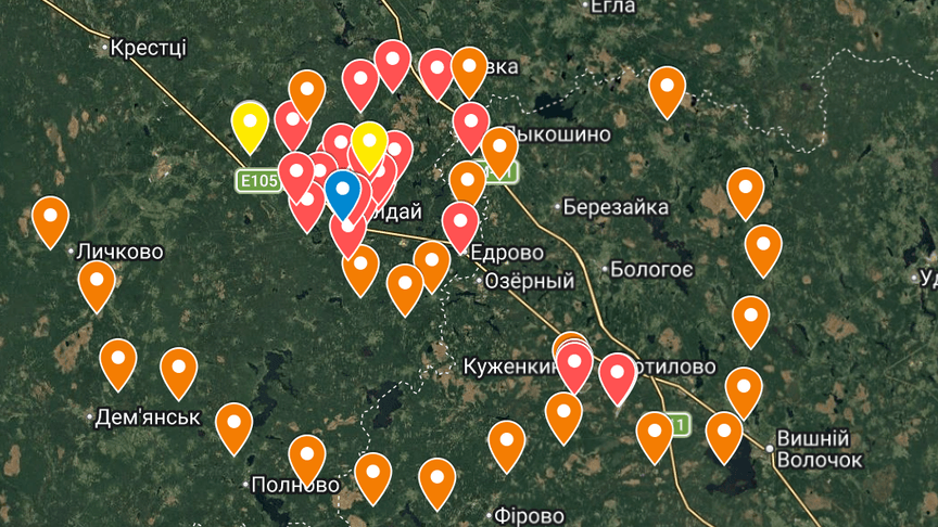 Позиции ПВО вокруг резиденции путина на Валдае