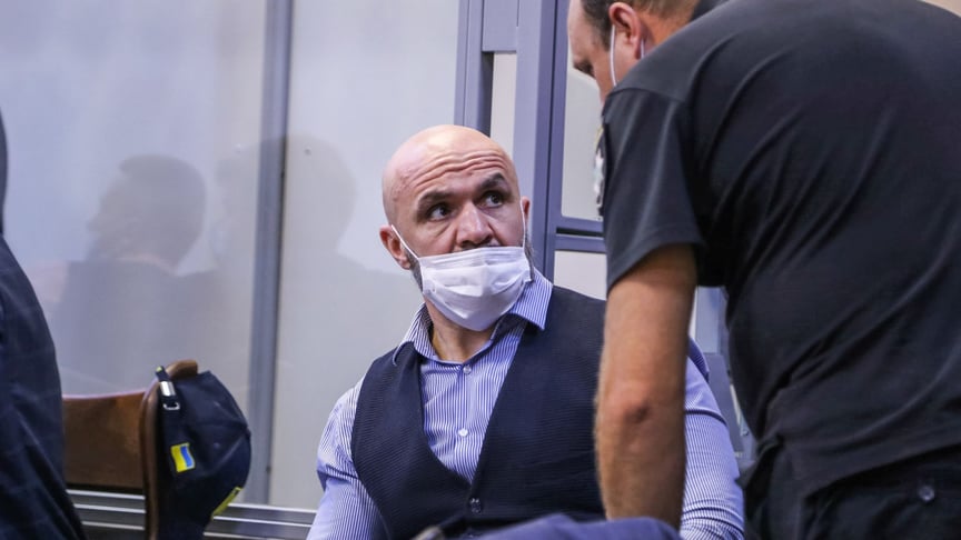 Обвинувачений у замовленні нападу на Катерину Гандзюк, голова Херсонської обласної ради Владислав Мангер в Дніпровському суді Києва, 8 жовтня 2020 року.