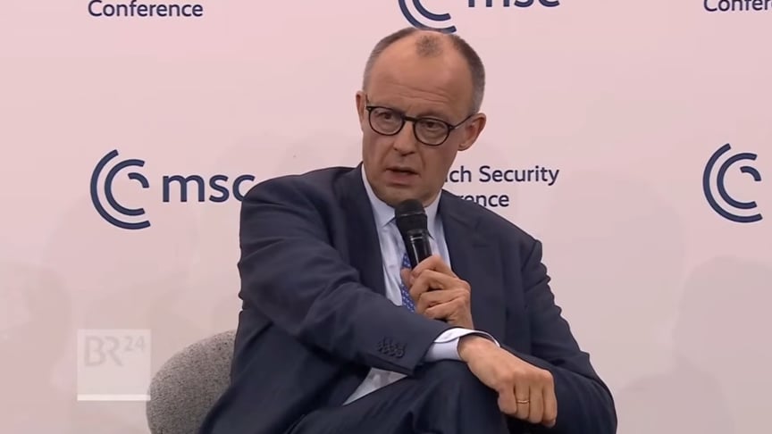 Канцлер Німеччини Фрідріх Мерц під час виступу на Мюнхенській безпековій конференції, 13 лютого 2026 року
