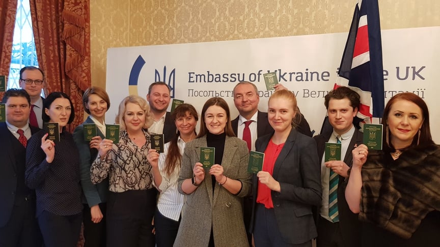 Embassy of Ukraine to the UK staff holding Ukrainian passports