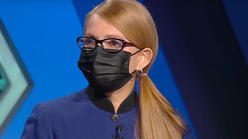 Leader of the opposition part Batkivshchyna Yulia Tymoshenko on the air of ICTV channel on March 23.
