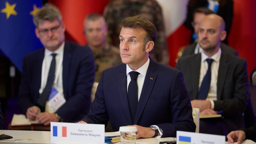 Президент Франции Эмманюэль Макрон в Киеве
