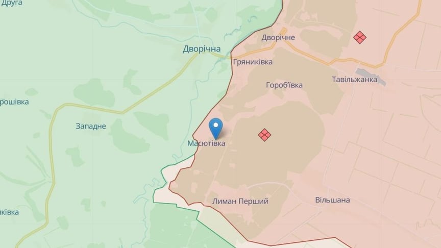 Лінія фронту в Харківській області в районі населеного пункту Масютівка