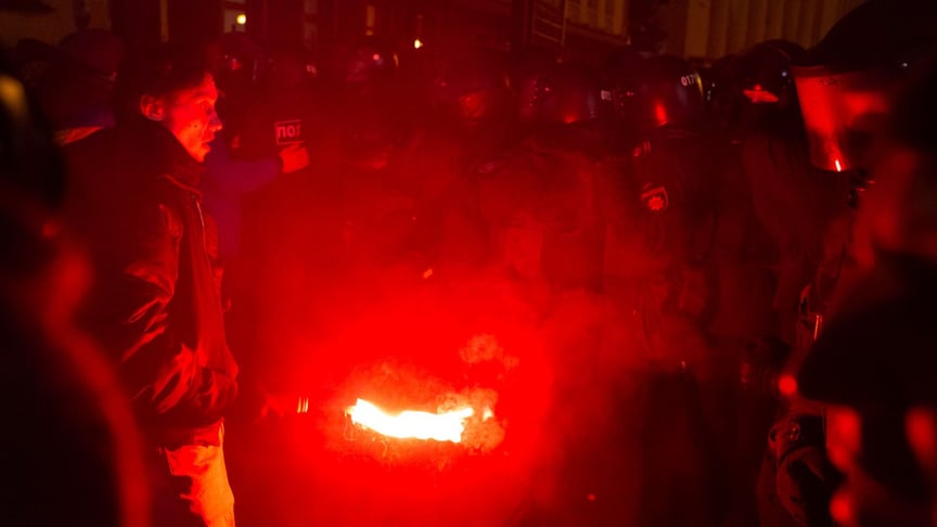 Акція протесту на підтримку засудженого ексочільника одеського осередку «Правого сектору» Сергія Стерненка в Києві під Офісом президента, 23 лютого 2021 року