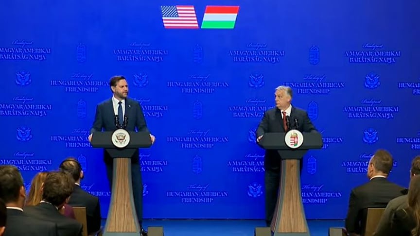 Віцепрезидент США Джей Ді Венс на спільній пресконференції з прем’єр-міністром Угорщини Віктором Орбаном