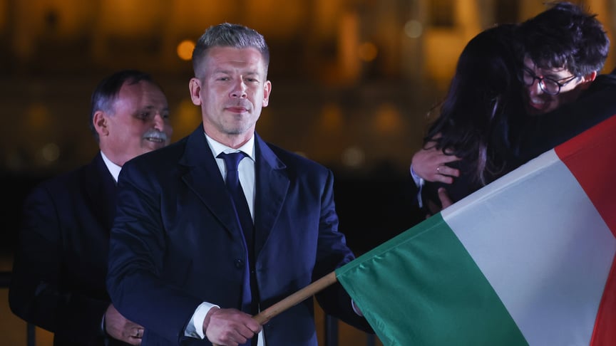 Лідер партії «Тиса» Петер Мадяр у вечір парламентських виборів, Будапешт, Угорщина, 12 квітня 2026 року