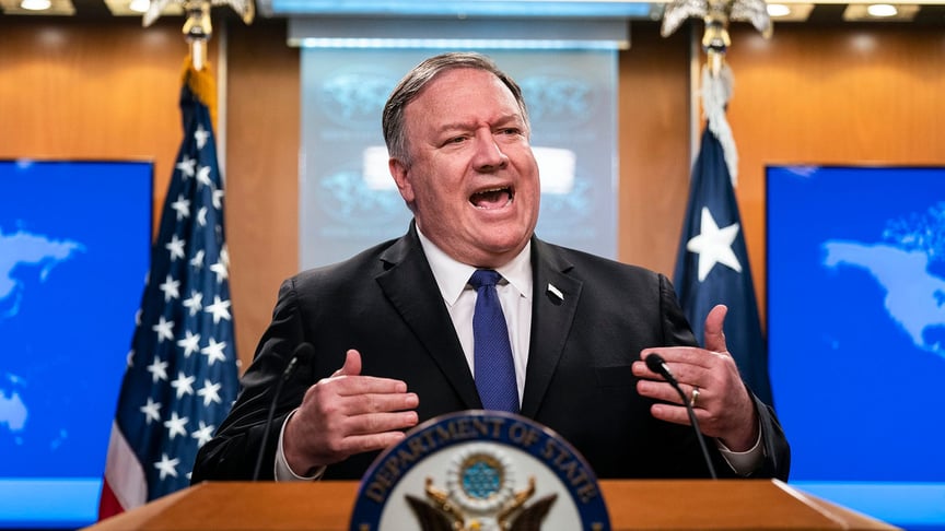 U.S. Secretary of State Mike Pompeo speaks during a press briefing in Washington, DC, USA on June 10, 2019.