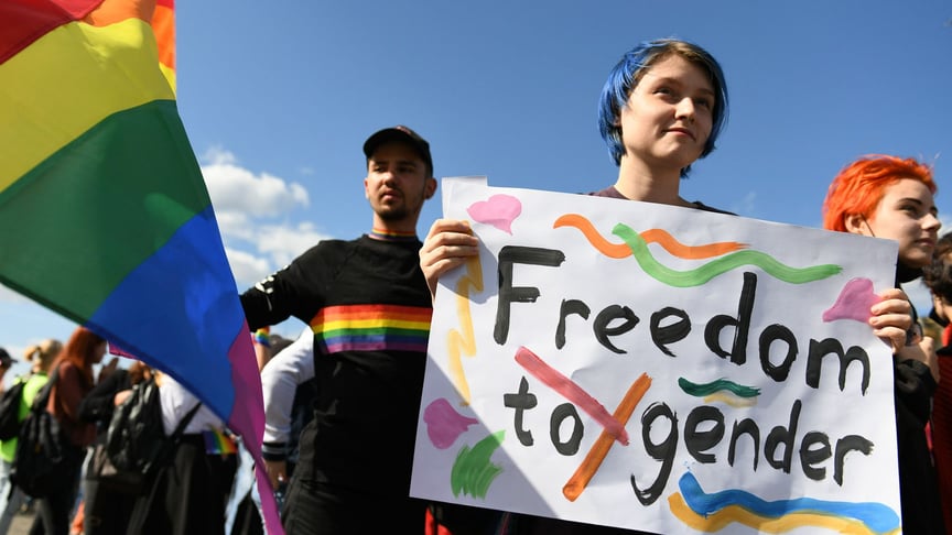 Participants of LGBT+ rally in Kharkiv, Ukraine, September 15, 2019