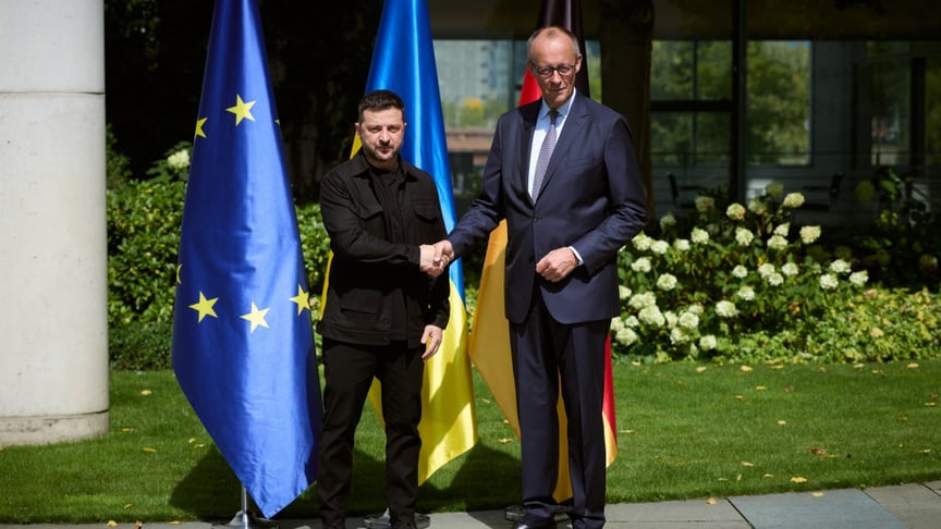 Ілюстративне фото. Президент України Володимир Зеленський та канцлер Німеччини Фрідріх Мерц у Берліні, 13 серпня 2025 року