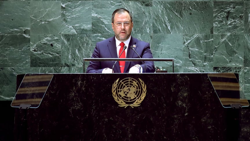 Міністр закордонних справ Венесуели Іван Хіл Пінто виступає у штаб-квартирі ООН у Нью-Йорку, 23 вересня 2023 року