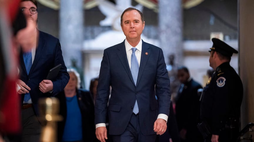 Democratic House impeachment manager Adam Schiff prepares to speak on the impeachment rules proposed by Senate Majority Leader Mitch McConnell in the US Capitol in Washington, DC on January 21.