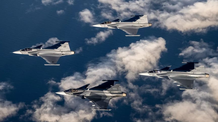 Иллюстративная фотография. Шведские истребители Gripen