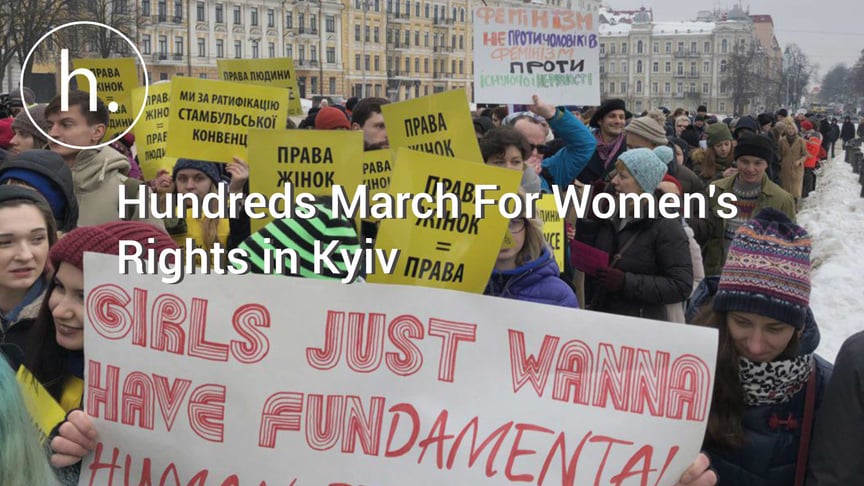 Hundreds March For Women's Rights in Kyiv