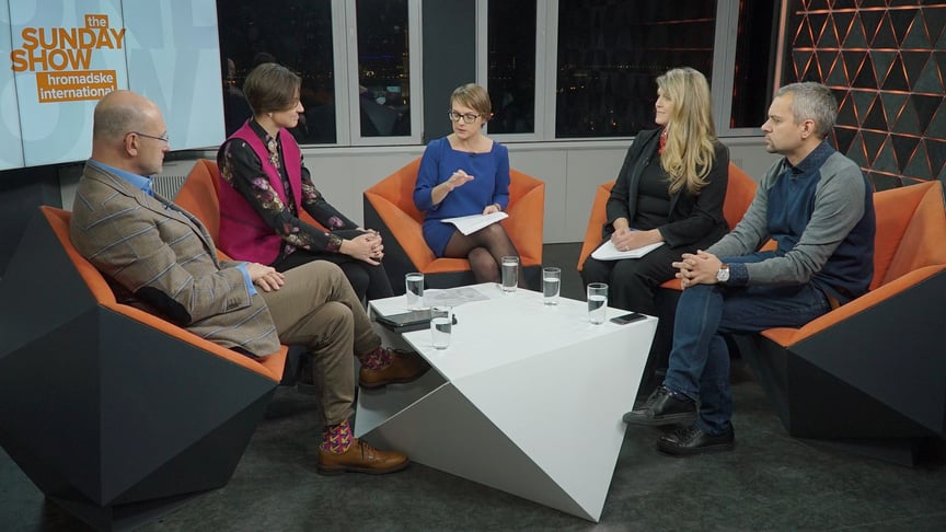 From left to right: Chairman of UkraineInvest Daniel Bilak, Ukraine Programme Lead at the Centre for Sustainable Peace and Democratic Development Oksana Lemishka, htv_prod_adminadske journalist Nataliya Gumenyuk, Horizon Capital CEO Lenna Koszarny, and NV journalist Ivan Verstyuk.