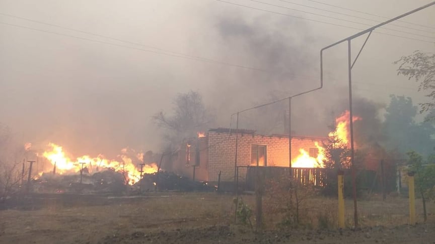 Лесные пожары в Луганской области повредили десятки домов, села остались без электроснабжения