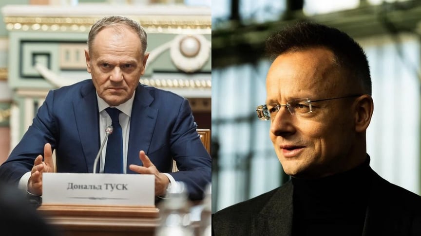 Прем'єр-міністр Польщі Дональд Туск та прем'єр-міністр Угорщини Петер Сіярто