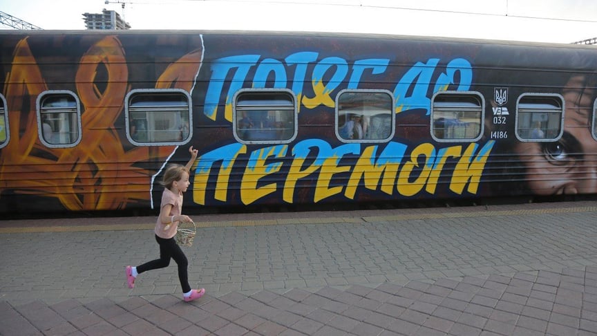 Illustrative photo. "Train to Victory" at the Central Railway Station in Kyiv, August 23, 2022