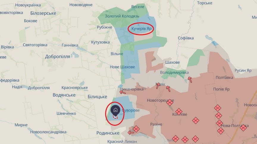 Кучерів Яр та Сухецьке на мапі Кучерів Яр та Сухецьке на мапі