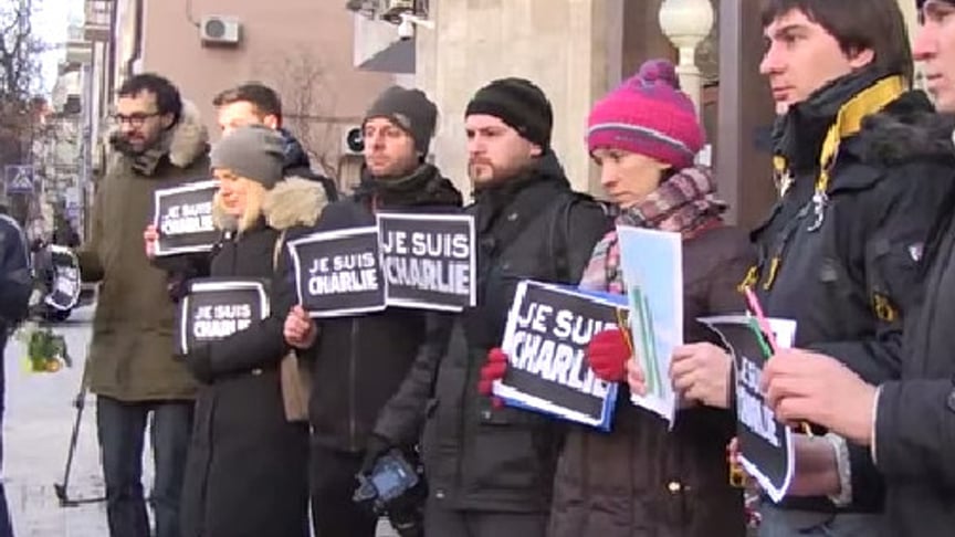 #JeSuisCharlie: the demo of solidarity in front of the French Embassy in Kyiv