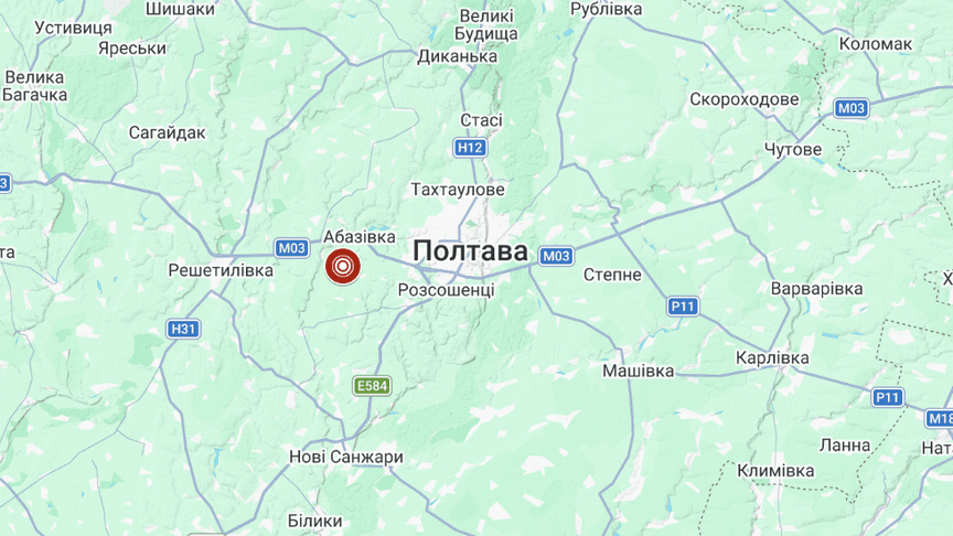 Точне місце землетрусу на Полтавщині