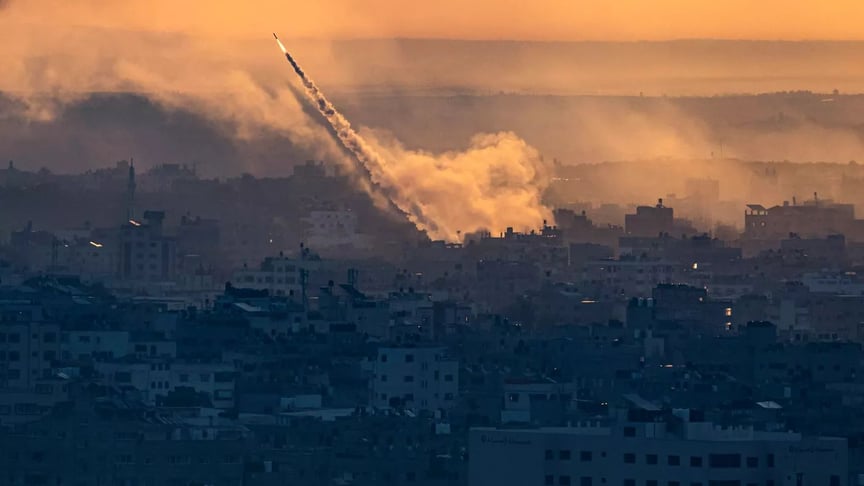 Missiles fired towards Israel from the Gaza Strip, October 7, 2023
