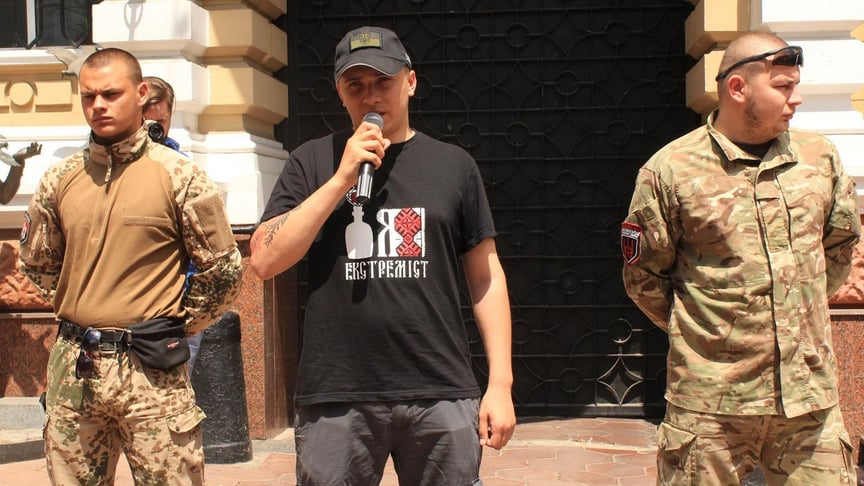 Сергій Стерненко під час акції «Правого сектору» в Одесі