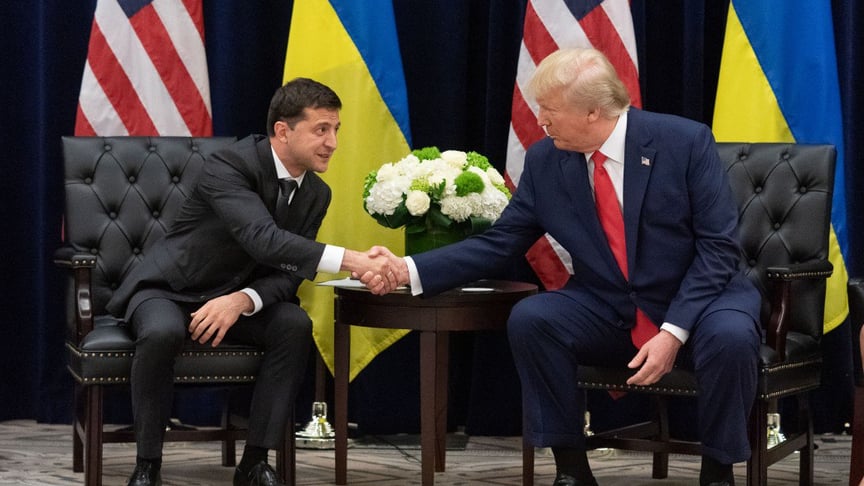 The President of Ukraine Volodymyr Zelenskyy (L) shakes hands with the President of the U.S. Donald Trump in New York, United States on September 25.