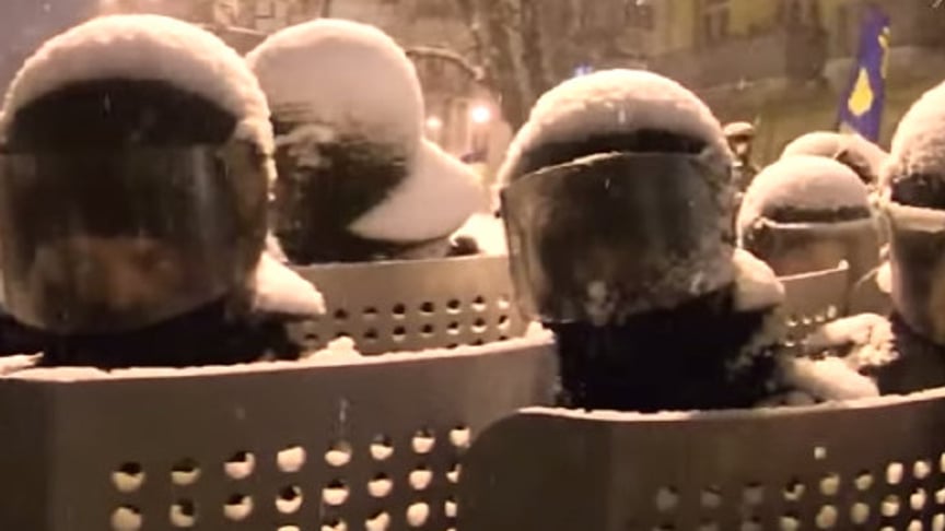 A Maidan Confrontation with Police. December 9, 2013. Kyiv, Ukraine.