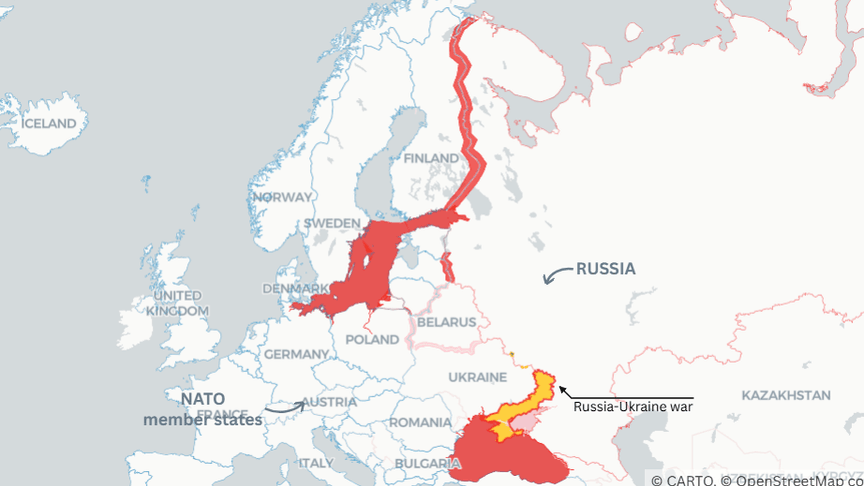 Території, на які, ймовірно, спробує напасти росія у випадку початку третьої світової війни