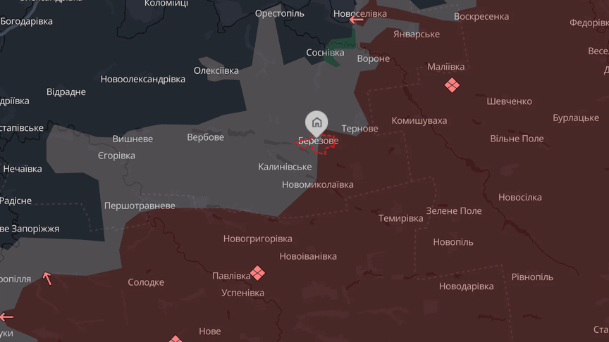 Село Берёзовое на карте DeepState