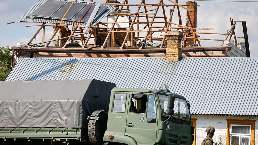 Пошкоджений будинок у селі Вирики-Воля після нальоту дронів на Польщу, 10 вересня 2025 рік Пошкоджений будинок у селі Вирики-Воля після нальоту дронів на Польщу, 10 вересня 2025 рік